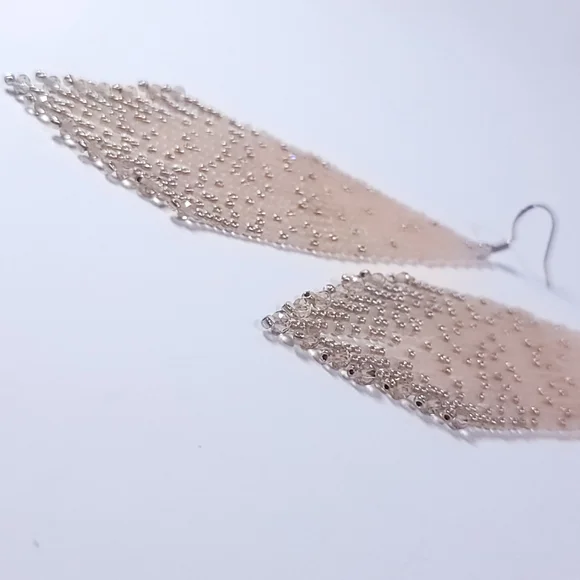 Pink Champagne Chandelier Beaded Earrings - Picture 7 of 7